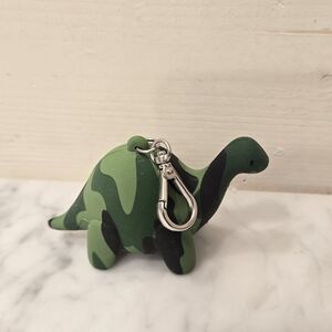 Bath & Body Works Green Camouflage Dinosaur Hand Sanitizer Holder Keychain